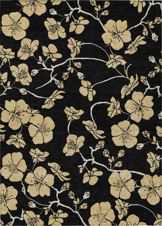 Piper Looms Chantille Floral ACN1034 Black Machine Washable Area Rug main image