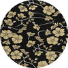 Piper Looms Chantille Floral ACN1034 Black Machine Washable Area Rug Round Main Image