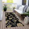 Piper Looms Chantille Floral ACN1034 Black Machine Washable Area Rug Runner Outdoor Lifestyle Image Feature