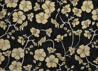 Piper Looms Chantille Floral ACN1034 Black Machine Washable Area Rug Scatter Main Image