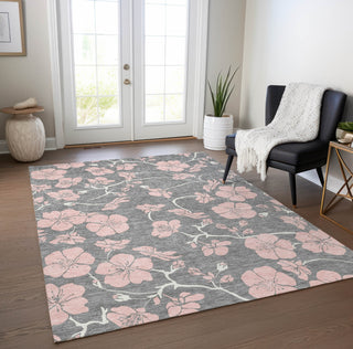 Piper Looms Chantille Floral ACN1034 Gray Machine Washable Area Rug Lifestyle Image Feature