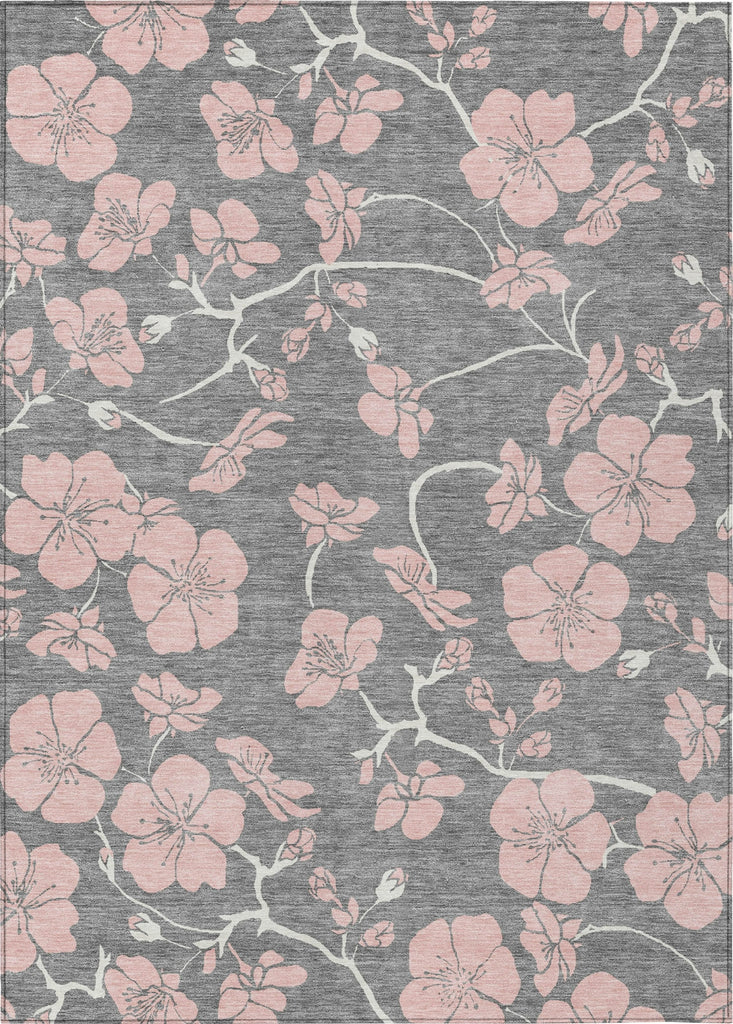 Piper Looms Chantille Floral ACN1034 Gray Machine Washable Area Rug main image