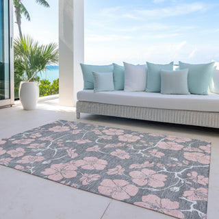 Piper Looms Chantille Floral ACN1034 Gray Machine Washable Area Rug Outdoor Lifestyle Image Feature