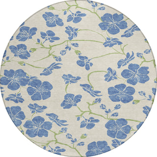 Piper Looms Chantille Floral ACN1034 Linen Machine Washable Area Rug Round Main Image