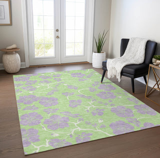 Piper Looms Chantille Floral ACN1034 Mint Machine Washable Area Rug Lifestyle Image Feature