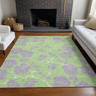 Piper Looms Chantille Floral ACN1034 Mint Machine Washable Area Rug Lifestyle Image Feature