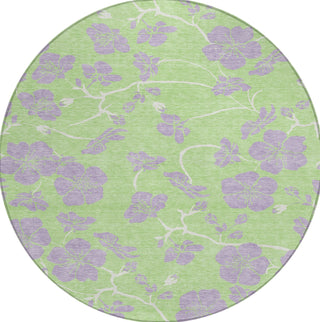 Piper Looms Chantille Floral ACN1034 Mint Machine Washable Area Rug Round Main Image