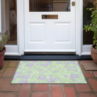 Piper Looms Chantille Floral ACN1034 Mint Machine Washable Area Rug Scatter Outdoor Lifestyle Image Feature