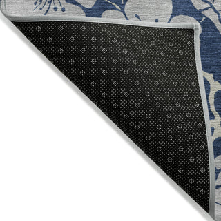 Piper Looms Chantille Floral ACN1034 Navy Machine Washable Area Rug Backing Image