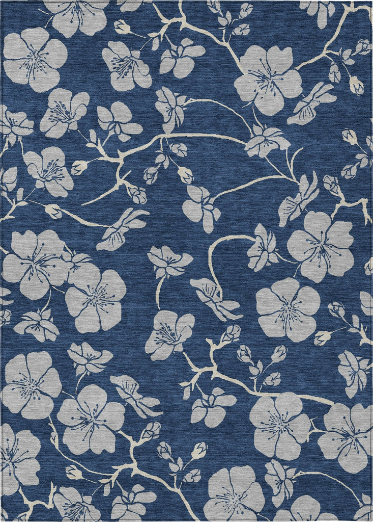 Piper Looms Chantille Floral ACN1034 Navy Machine Washable Area Rug main image