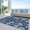 Piper Looms Chantille Floral ACN1034 Navy Machine Washable Area Rug Outdoor Lifestyle Image Feature