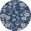 Piper Looms Chantille Floral ACN1034 Navy Machine Washable Area Rug Round Main Image