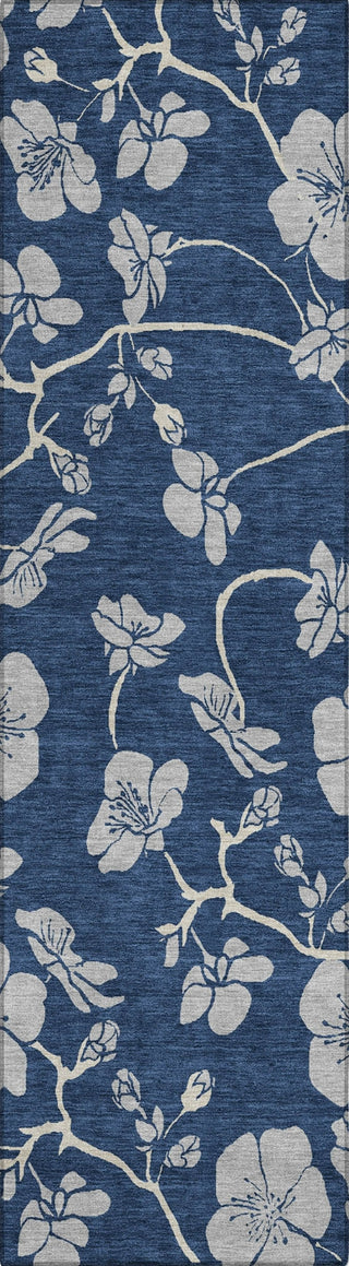 Piper Looms Chantille Floral ACN1034 Navy Machine Washable Area Rug Runner Main Image