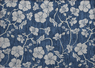 Piper Looms Chantille Floral ACN1034 Navy Machine Washable Area Rug Scatter Main Image
