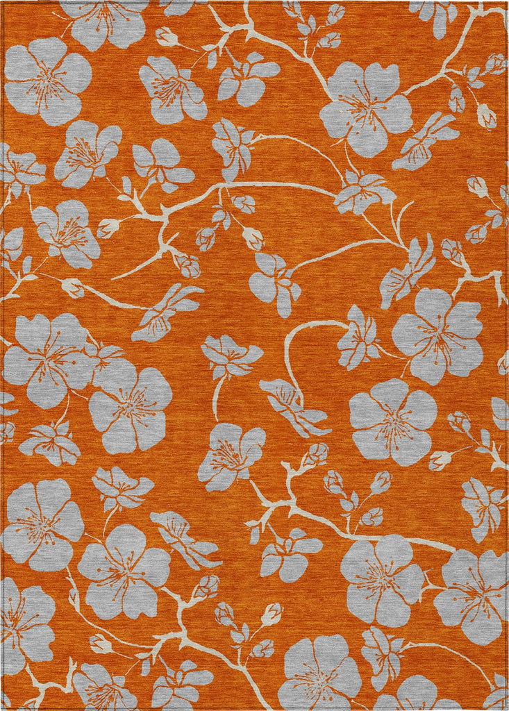 Piper Looms Chantille Floral ACN1034 Orange Machine Washable Area Rug main image
