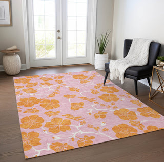 Piper Looms Chantille Floral ACN1034 Pink Machine Washable Area Rug Lifestyle Image Feature