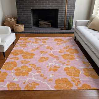Piper Looms Chantille Floral ACN1034 Pink Machine Washable Area Rug Lifestyle Image Feature