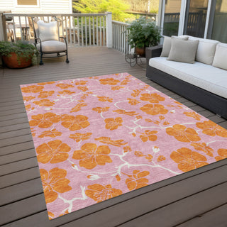 Piper Looms Chantille Floral ACN1034 Pink Machine Washable Area Rug Outdoor Lifestyle Image Feature