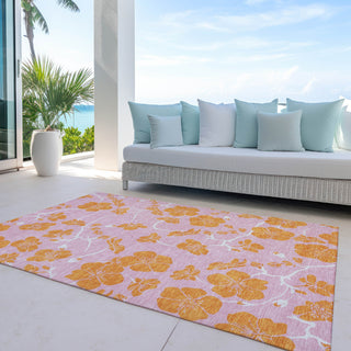 Piper Looms Chantille Floral ACN1034 Pink Machine Washable Area Rug Outdoor Lifestyle Image Feature