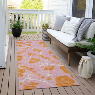 Piper Looms Chantille Floral ACN1034 Pink Machine Washable Area Rug Runner Outdoor Lifestyle Image Feature
