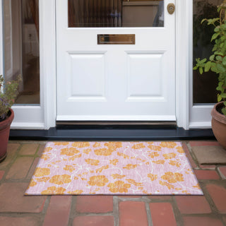 Piper Looms Chantille Floral ACN1034 Pink Machine Washable Area Rug Scatter Outdoor Lifestyle Image Feature