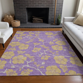 Piper Looms Chantille Floral ACN1034 Purple Machine Washable Area Rug Lifestyle Image Feature
