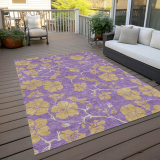 Piper Looms Chantille Floral ACN1034 Purple Machine Washable Area Rug Outdoor Lifestyle Image Feature