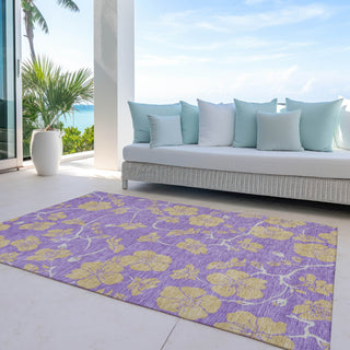 Piper Looms Chantille Floral ACN1034 Purple Machine Washable Area Rug Outdoor Lifestyle Image Feature