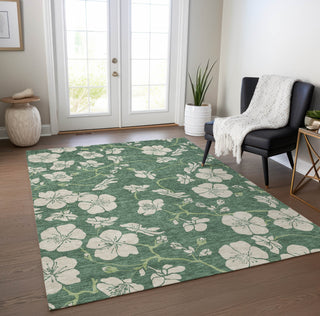 Piper Looms Chantille Floral ACN1034 Sage Machine Washable Area Rug Lifestyle Image Feature