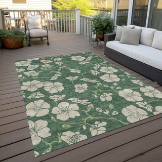 Piper Looms Chantille Floral ACN1034 Sage Machine Washable Area Rug Outdoor Lifestyle Image Feature