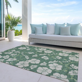 Piper Looms Chantille Floral ACN1034 Sage Machine Washable Area Rug Outdoor Lifestyle Image Feature