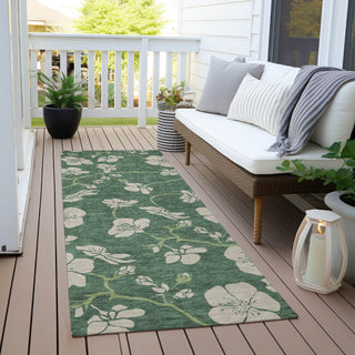 Piper Looms Chantille Floral ACN1034 Sage Machine Washable Area Rug Runner Outdoor Lifestyle Image Feature
