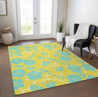Piper Looms Chantille Floral ACN1034 Yellow Machine Washable Area Rug Lifestyle Image Feature