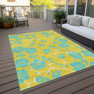 Piper Looms Chantille Floral ACN1034 Yellow Machine Washable Area Rug Outdoor Lifestyle Image Feature