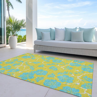 Piper Looms Chantille Floral ACN1034 Yellow Machine Washable Area Rug Outdoor Lifestyle Image Feature