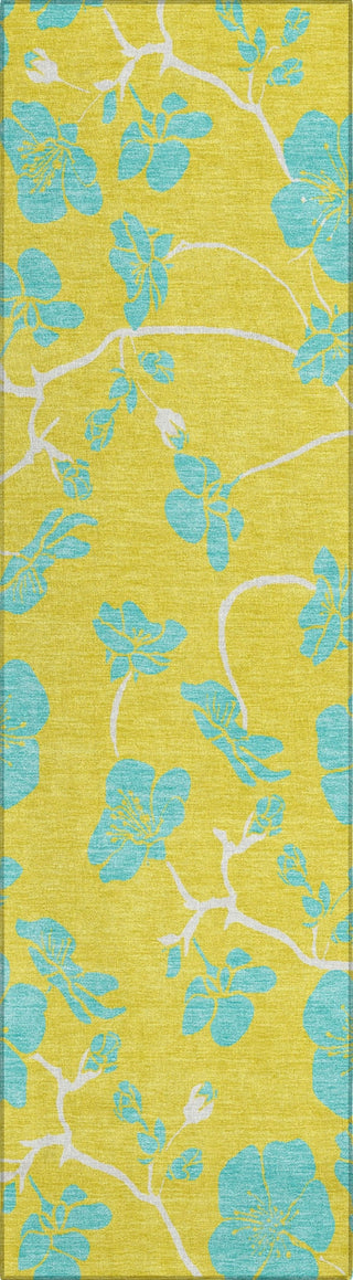 Piper Looms Chantille Floral ACN1034 Yellow Machine Washable Area Rug Runner Main Image