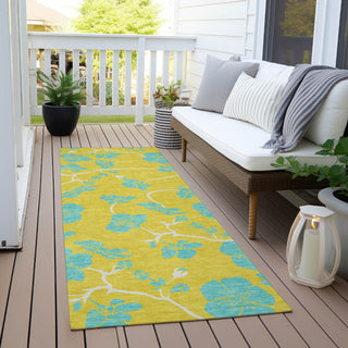 Piper Looms Chantille Floral ACN1034 Yellow Machine Washable Area Rug Runner Outdoor Lifestyle Image Feature