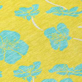Piper Looms Chantille Floral ACN1034 Yellow Machine Washable Area Rug Swatch Image