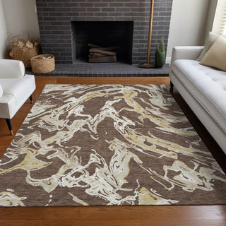 Piper Looms Chantille Abstract ACN1035 Brown Machine Washable Area Rug Lifestyle Image Feature
