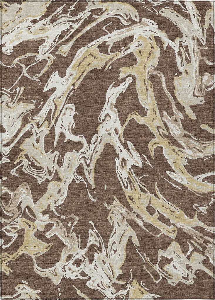 Piper Looms Chantille Abstract ACN1035 Brown Machine Washable Area Rug main image