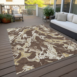 Piper Looms Chantille Abstract ACN1035 Brown Machine Washable Area Rug Outdoor Lifestyle Image Feature