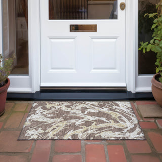 Piper Looms Chantille Abstract ACN1035 Brown Machine Washable Area Rug Scatter Outdoor Lifestyle Image Feature