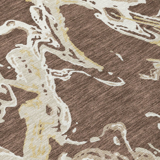 Piper Looms Chantille Abstract ACN1035 Brown Machine Washable Area Rug Swatch Image