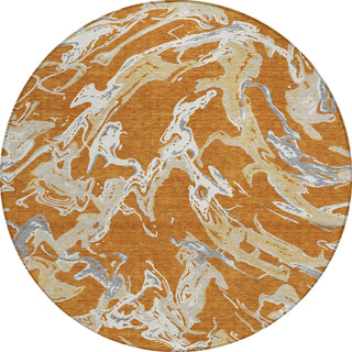Piper Looms Chantille Abstract ACN1035 Copper Machine Washable Area Rug Round Main Image