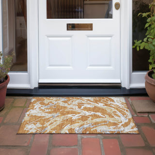 Piper Looms Chantille Abstract ACN1035 Copper Machine Washable Area Rug Scatter Outdoor Lifestyle Image Feature