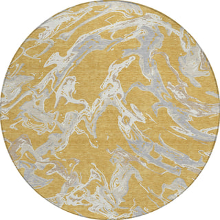 Piper Looms Chantille Abstract ACN1035 Gold Machine Washable Area Rug Round Main Image