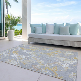 Piper Looms Chantille Abstract ACN1035 Gray Machine Washable Area Rug Outdoor Lifestyle Image Feature
