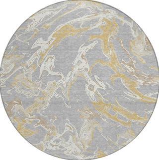 Piper Looms Chantille Abstract ACN1035 Gray Machine Washable Area Rug Round Main Image