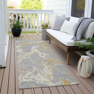 Piper Looms Chantille Abstract ACN1035 Gray Machine Washable Area Rug Runner Outdoor Lifestyle Image Feature