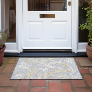 Piper Looms Chantille Abstract ACN1035 Gray Machine Washable Area Rug Scatter Outdoor Lifestyle Image Feature